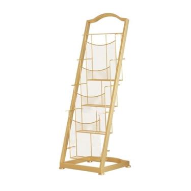 Imagem de ZzleoyuUUs-12 Suporte de exibição de brochura Suporte de jornais de ferro Rack de revistas Rack de informações Brochura Rack único Rack de exibição de livros e revistas Rack de armazenamento de livros