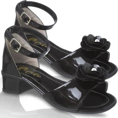 Imagem de Sandália Feminina Infantil Com Saltinho Baixo Sapato Salto Elegante - 