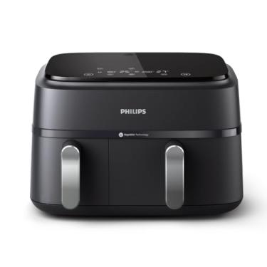 Imagem de Philips Dual Basket Air Fryer série 3000 — funções 8 em 1, 9,5 litros, 2 gavetas, tempo de cozimento de sincronização automática, 90% menos gordura, tecnologia de ar rápido, aplicativo de receitas