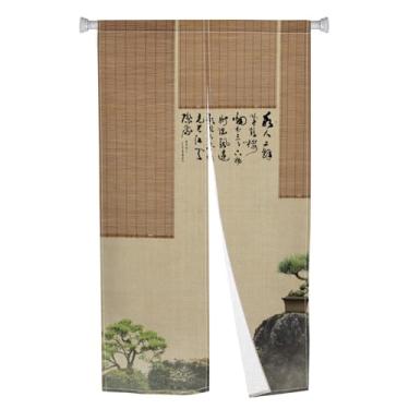 Imagem de Leowefowa Cortina de porta japonesa Noren estilo longo japonês tradicional pinheiro montagem impressa Fengshui cortina para porta tapeçaria para pendurar divisória de quarto cozinha decoração de casa