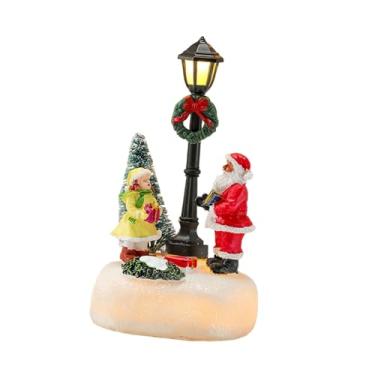 Imagem de oshhni Estatueta de poste de luz com cena de vila natalina, enfeite de natal, coleção de natal, resina decorativa, Style a