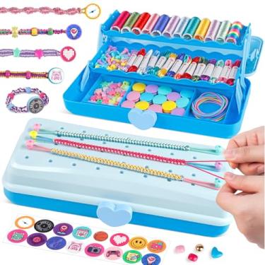 Imagem de Kit de fabricação de pulseiras da amizade com caixa de armazenamento, pulseiras de corda DIY para meninas de 8 a 12 anos, conjunto de brinquedos para atividades de viagem, presentes de Páscoa e