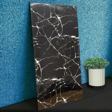 Imagem de Placa Adesiva Parede Piso Painel Mármore Preto 30x60cm - Tribo Home