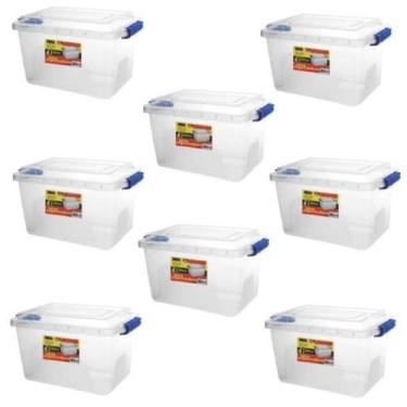 Imagem de Kit 8 Caixas Organizadoras  Multiuso Alta 4,5 L Transparente - Ercapla