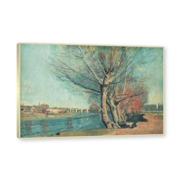 Imagem de Moldura de champanhe. Famosas pinturas a óleo (paisagem 29) por Ferdinand Hodler, reprodução impressa em tela, arte de cenário para decoração de sala de estar. 60 x 90 cm - 23,7 x 35,5 pol