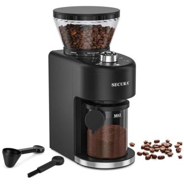 Imagem de Moedor de Café Elétrico com 35 Configurações de Moagem e Capacidade até 12 xícaras, 110V, Secura, Preto