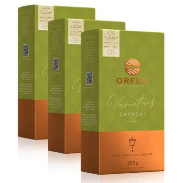 Imagem de Café Moído Premium Orfeu Catucaí Kit 3 Pacotes de 250g