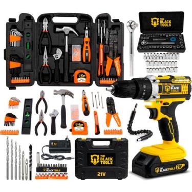 Imagem de Kit Furadeira Parafusadeira 21v Impacto + Ferramentas 169 Peças - The 