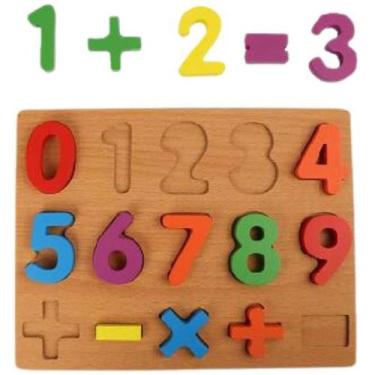 Imagem de Brinquedo Pedagogico Madeira Numeros e Sinais - Pais e Filhos