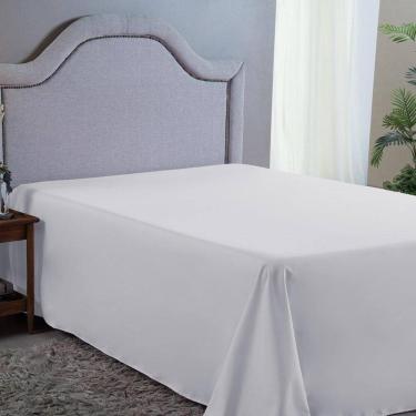 Imagem de Lençol King Avulso Sem Elástico 400 Fios Micro Percal Branco