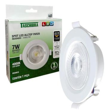 Imagem de Kit 10 Spot Led Redondo Embutir 7W Luz Neutra 4000K Bivolt - TASCHIBRA