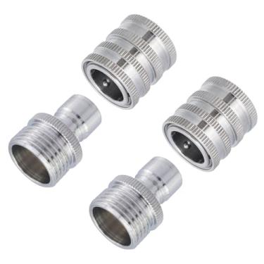 Imagem de FarBoat 1 conjunto de mangueira de jardim para adaptador de lavadora de pressão, conexão rápida de 3/10.2 cm, adaptador de aerador giratório para conectar mangueira de jardim, prata