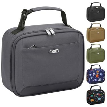 Imagem de Lancheira infantil com isolamento térmico para meninos e meninas, fofa, reutilizável, lancheira à prova d'água, portátil, térmica para crianças, para escola, piquenique, viagem, cinza