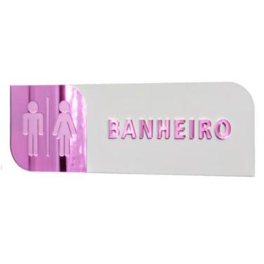 Imagem de Placa sinalização porta MDF e acrílico banheiro 30x10cm - Império da I