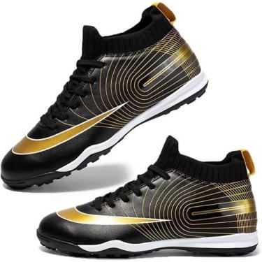 Imagem de Tênis de futebol masculinos de futebol com pontas longas, couro e borr