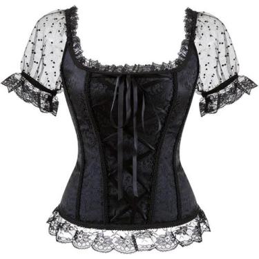 Imagem de Espartilho ADELCE Princess Renaissance com cadarço Overbust preto S