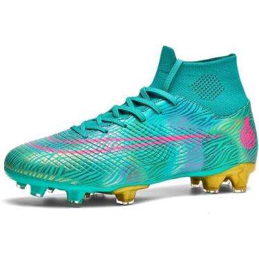 Imagem de Tênis de futebol masculinos de futebol com pontas longas, couro e borr