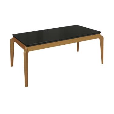 Imagem de Mesa de Sala Jantar Petra Madeira Maciça c/ Tampo Madeirado c/ Vidro 200x100cm Carvalho/Preto Fosco - Kappesberg