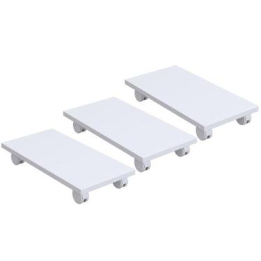 Imagem de Kit 03 Suportes Para Cpu Com Rodízios Cyber L03 Branco - Lyam Decor