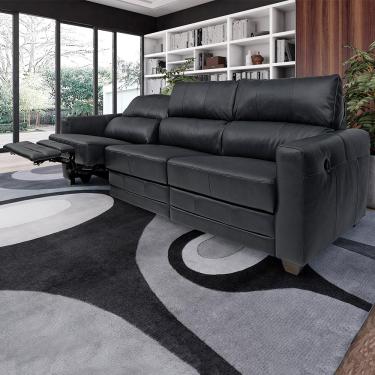 Imagem de Sofá Sala de Cinema Elétrico Maldivas Reclinável Retrátil 4 Lugares 281cm Couro Preto G40 - Gran Belo