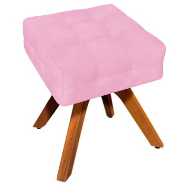 Imagem de Puff Decorativo Base Giratória Karen Suede Rosa - Gran Belo