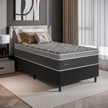 Imagem de Cama Box Solteiro 88cm Molas Ensacadas Ferrara Umaflex Base 2CEN - Cinza com Preto
