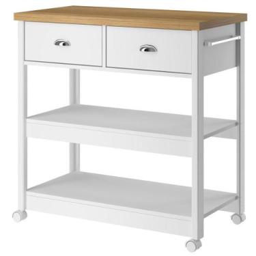 Imagem de Aparador Carrinho Café 2 Gavetas 85 Cm Ba135 Branco Dtall - MILANI MOV