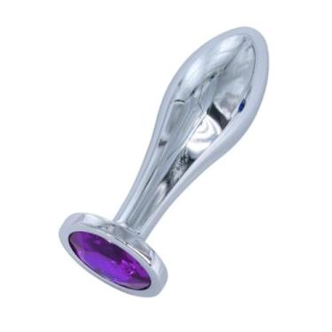 Imagem de Plug Anal De Luxo Em Aço Tamanho M Com Pedra Plug Metal Penetrável Controle Térmico PL136M (ROXO)