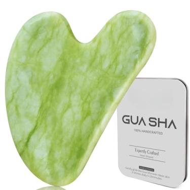 Imagem de Gua Sha Facial Tools Guasha para rosto metal Gua Sha massagem da pele Guasha ferramenta de beleza para olhos corporais massageador cuidados com a pele com caixa (verde)