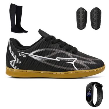 Imagem de Kit com Chuteira Infantil de Meninos para Futebol de Quadra + Meião + 