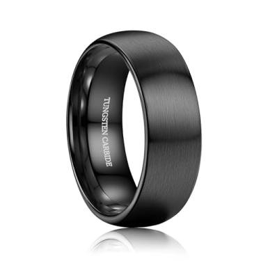 Imagem de ORAZIO Anéis de casamento de tungstênio para homens 6/8 mm aliança de casamento masculina preto/prata/banhado a ouro, acabamento fosco escovado borda polida aliança de compromisso masculino joia