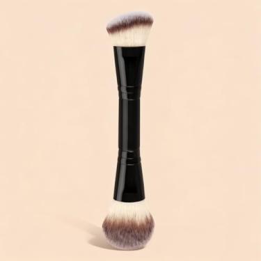 Imagem de Pincel de maquiagem de ponta dupla, adequado para aplicar e misturar blush, contorno e sombra (preto)
