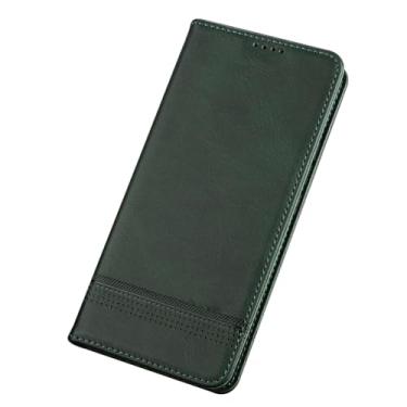 Imagem de POYUFRG Capa flip para Honor Magic 8 Pro/Magic 8, capa de couro carteira retrô com fecho magnético com suporte para cartão, verde, 8