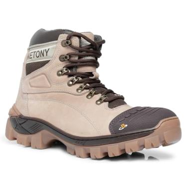 Imagem de Bota Couro com Biqueira PVC Masculina em Couro Legítimo, Cano Alto (Nude, Padrão, BR, Adulto, Numérico, 41)