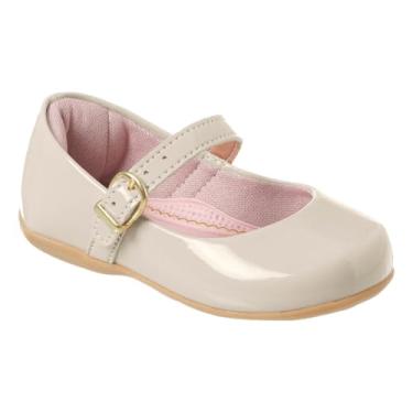 Imagem de Sapatilha Bebê Menina Infantil Elegante com Flores, Fivela e Pérolas, Calçado Bebê Menina em Verniz, Vermelho, Bege e Rosa, Sapatinho (Nude/Marfim/Verniz, BR, Criança de 1 a 3 anos, Numérico, 21)