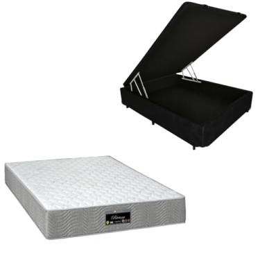 Imagem de Cama Box Baú Blindada com Colchão RivIera Molas Ensacadas 25cm de altura (CORINO PRETO, Casal)