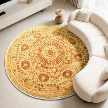 Imagem de Asrug Tapete redondo grande de 1,8 m, tapetes circulares de fazenda para sala de estar, antiderrapante, lavável à máquina, tapete redondo para cozinha, quarto, berçário, sala de jantar, estampa solar