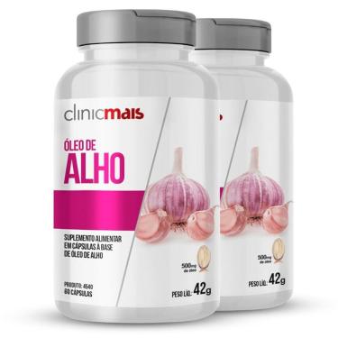 Imagem de Kit 2 Óleo De Alho 500Mg Clinic Mais 60 Cápsulas