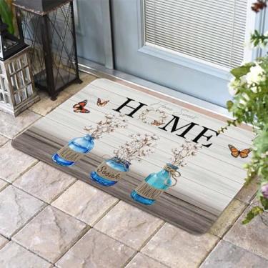 Imagem de Tapete de porta frontal de algodão para garrafa Home Farmhouse, entrada externa, antiderrapante, absorvente, capacho para ambientes internos e externos para varanda, decoração de casa, 41 x 61 cm