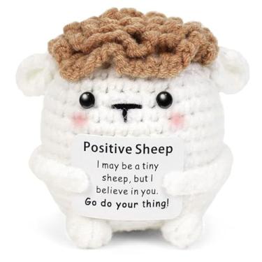 Imagem de Handmade Crochet Sheep with Uplifting Message Card,Positive Emotional Support Gift for Women,Men,Boyfriend,Girlfriend,Wife, Husband | Inspirational Crocheted Animals, Cheer Up Gifts for Anxiety Relief