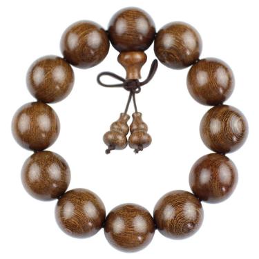 Imagem de Pulseira de madeira de palaquium, 18 mm, miçangas, 13 peças, grão dourado