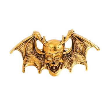 Imagem de Broche Pins Gothic Bat Skull Vintage Gold Alloy Lape