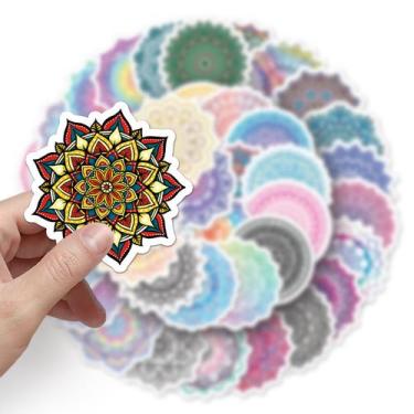 Imagem de Conjunto de adesivos Mandala, 50 peças de decalques coloridos de vinil