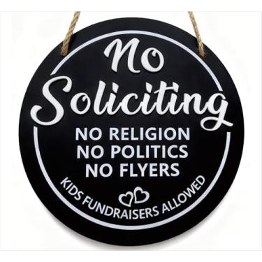 Imagem de Placa sem solicitação – Sem religião, sem política, sem folhetos – Decoração de porta da frente e quintal – Feito de material acrílico fosco durável premium, adequado para uso doméstico e comercial