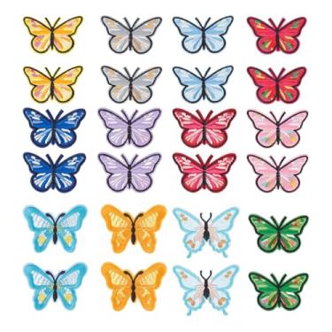 Imagem de letsinstyle 24 peças de adesivos de borboleta a granel, 6 x 4 cm borboletas bordadas a ferro em remendos, costura em apliques de reparo para chapéu, bolsas, jaqueta, vestido, camiseta