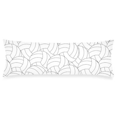 Imagem de Capa de almofada esportiva de vôlei 50 x 152 cm, capa de almofada longa, com tema esportivo, com fecho de envelope, preto e branco, capas de almofada decorativa para sofá