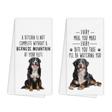 Imagem de EGBTL Conjunto de 2 toalhas de cozinha Bernese Mountain Dog, presentes para cães Bernese Mountain, para decoração de cozinha, para amantes de cães, donos, mulheres, panos de prato 40 x 61 cm