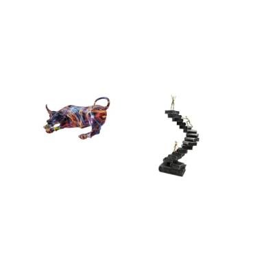 Imagem de Fenteer Estatuetas de Touro de Resina Moderna, Arte Colorida, Coleção de Esculturas de Animais de Feng Shui, Estátuas, Escada Do Pensador, Figura Abstrata, Ar