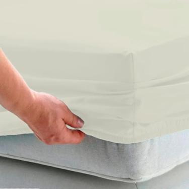 Imagem de Lençol Queen 40cm Avulso c/Elástico Percal 200 Fios 100% Algodão (Palha)