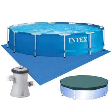 Imagem de Piscina Intex 4.485 Litros Estrutural Azul Capa Bomba Filtrante 110v F